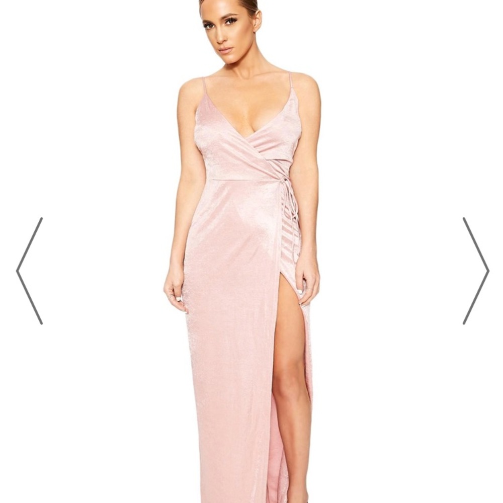 naked wardrobe Blush Pink or Light Blue Maxi Wrap Dress
